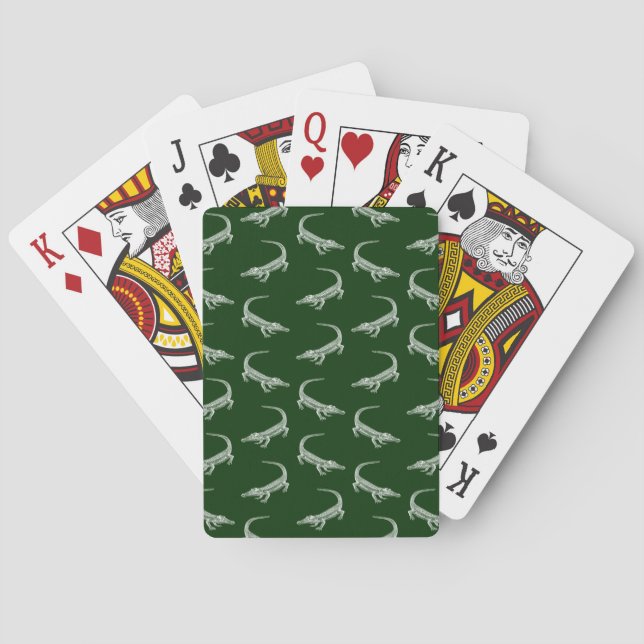 Alligator Pattern Vintage Art Alligators Design Poker Cards