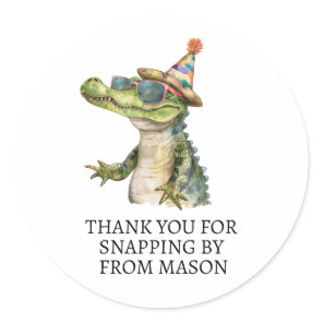 Alligator personalized party stickers Thank you
