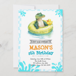 Alligator pool party invitation