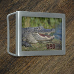 Alligator Profile Photographic Wildlife Belt Buckle<br><div class="desc">The American Alligator from The Florida Everglades up close and personal.  Personalize him with your man's initials.  Great for birthdays,  graduations and Father's day,  this grinning gator is smiling with a sharp toothed smile.

This is original wildlife photography by JLW_PHOTOGRAPHY</div>