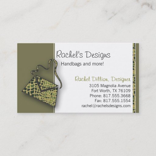 Customizable Alligator Purse Business Card Template