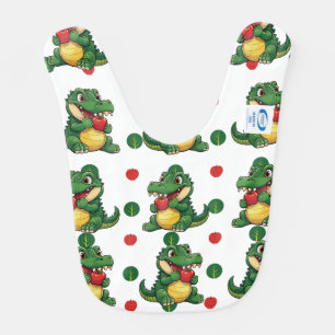Alligator Ready to snap an Apple pattern Baby Bib