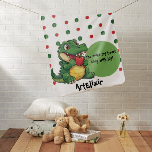Alligator Ready to snap an Apple pattern  Baby Blanket