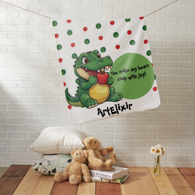 Alligator Ready to snap an Apple pattern  Baby Blanket (In Situ)