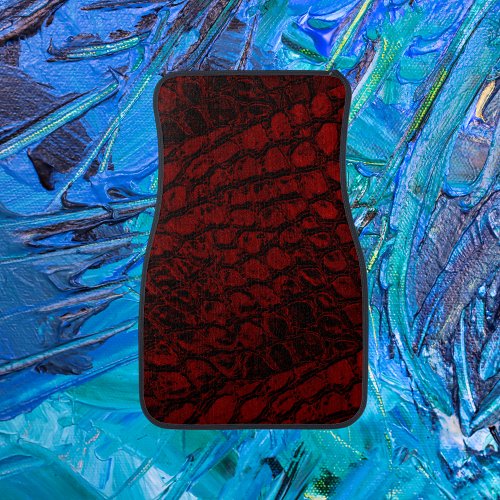 Alligator Red Faux Leather Car Floor Mat