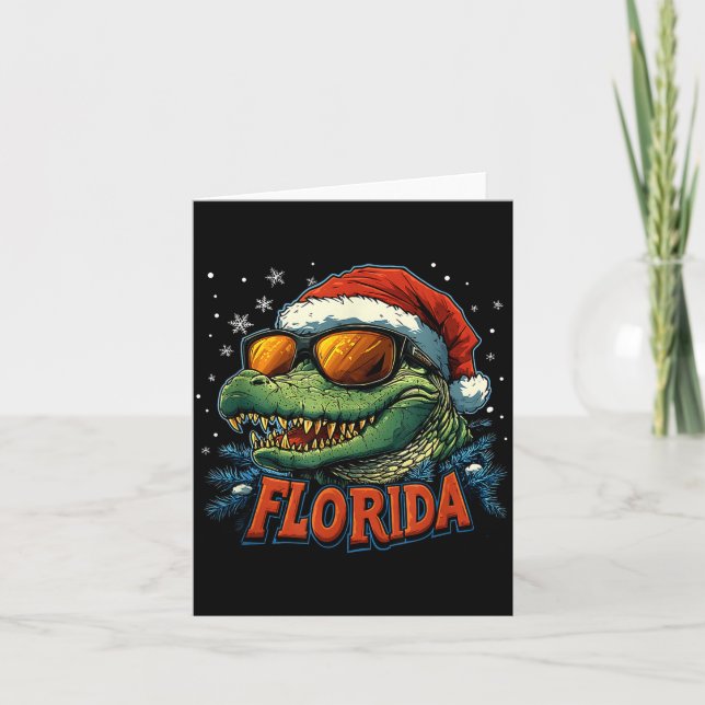 Alligator Santa Funny Florida Holiday Christmas Xm Card (Front)