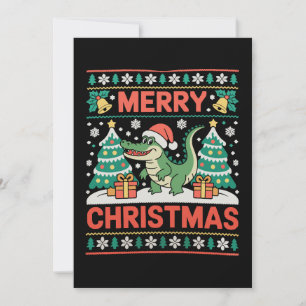 Alligator Santa Hat Ugly Sweater Christmas Tree Invitation
