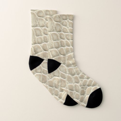 Alligator Skin Print White All_Over_Print Socks