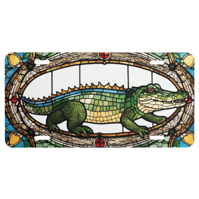 alligator stained glass window license plate (Front)
