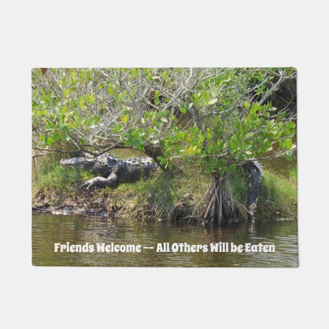 Alligator Surrounds Tree - Personalized Doormat (Front)