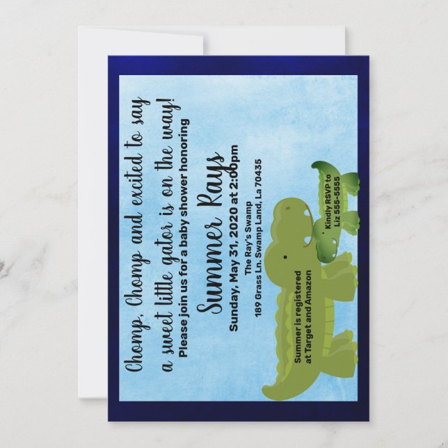 Alligator Swamp Baby Shower invitation (Front)