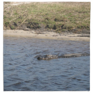 Alligator Swimming in Florida Water Cloth Napkin