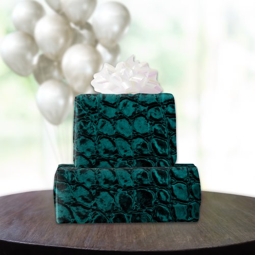 Alligator Teal Faux Leather Wrapping Paper