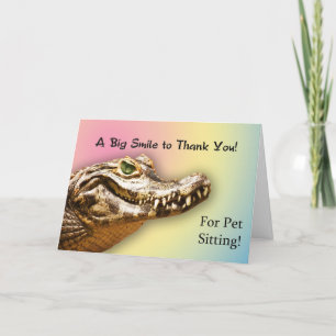 Alligator thanks for pet sitting letterpress thank you card