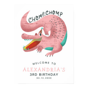 Alligator Theme Girls Birthday Party Welcome Sign