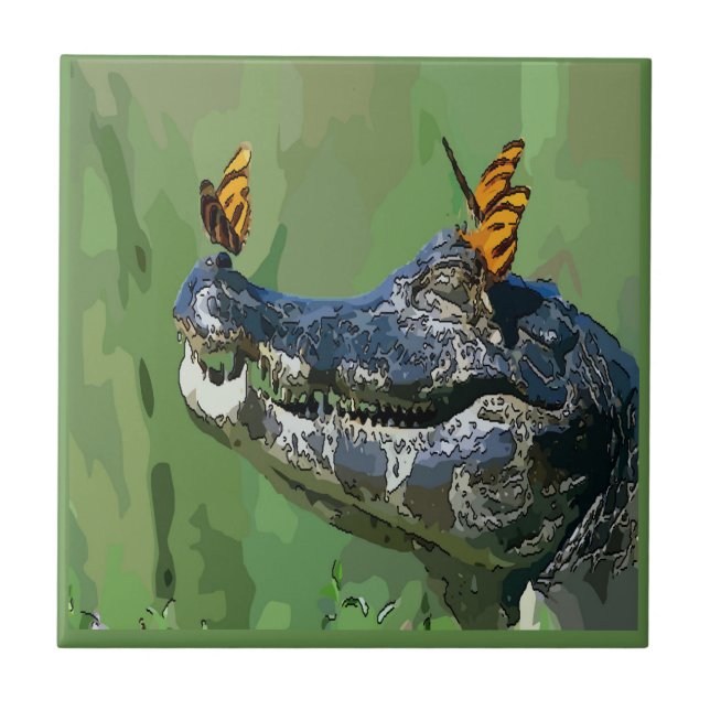 Alligator  Tile, Dutch Look, Personalize Ceramic Tile (Front)