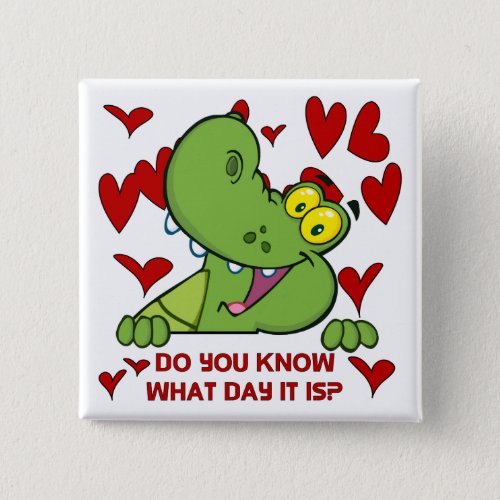 Alligator Valentines Day Button