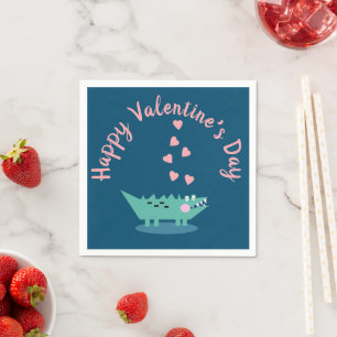 Alligator Valentines Day  Hearts Pink  Napkins