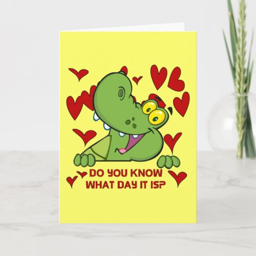 Alligator Valentines Day Holiday Card