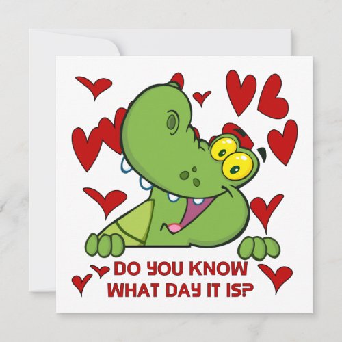 Alligator Valentines Day Holiday Card