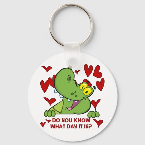 Alligator Valentines Day Keychain