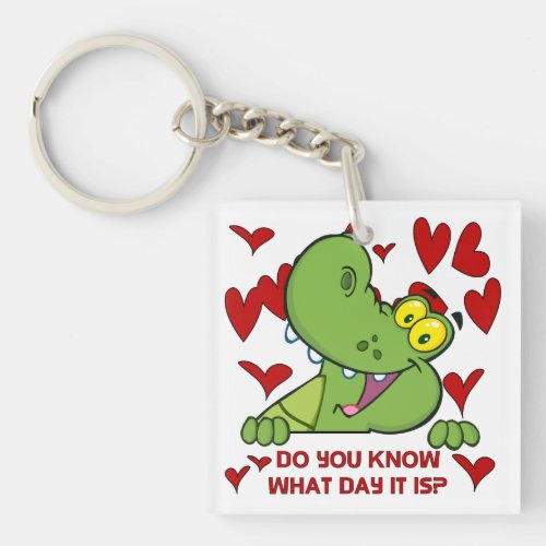 Alligator Valentines Day Keychain
