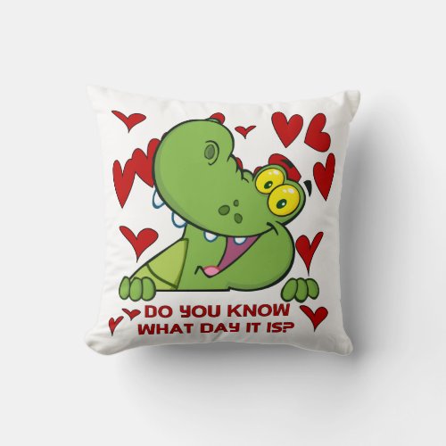 Alligator Valentines Day Throw Pillow