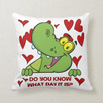 Alligator Valentines Day Throw Pillow by valentines_store at Zazzle