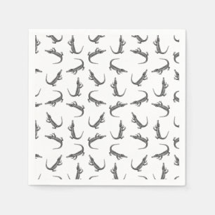 Alligator Vintage Art Pattern CUSTOM BG COLOR Napkins