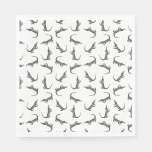 Alligator Vintage Art Pattern CUSTOM BG COLOR Napkins