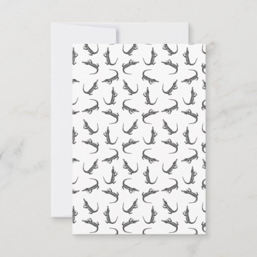 Alligator Vintage Art Pattern CUSTOM BG COLOR Thank You Card