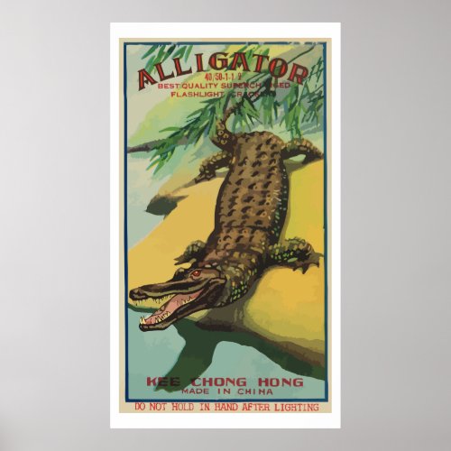 Alligator Vintage Chinese Firecracker Poster