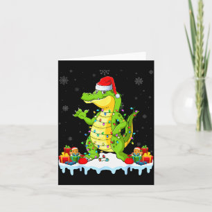Alligator Wearing Xmas Lights Santa Hat Alligator Card