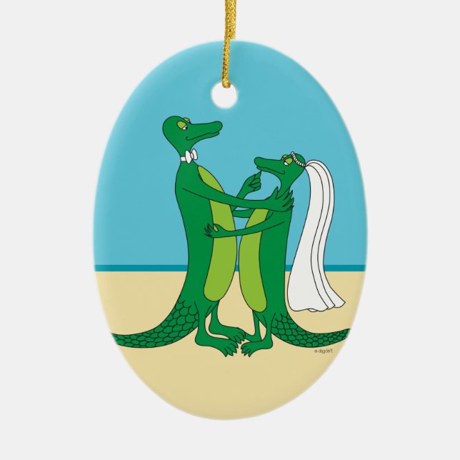 Alligator Wedding Ornament (Front)