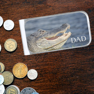 Alligator Wildlife Customizable Photographic Silver Finish Money Clip