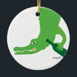 Alligator Wine Ornament<br><div class="desc">Gator humor at its best! This whimsical alligator is clutching his bottle of wine after pulling the cork out with his teeth. His sly attitude is contagious! This is a great gift for wine lovers and especially for Florida wine drinkers! It will look great hanging on their holiday tree or...</div>