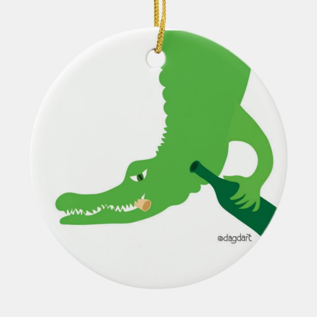 Alligator Wine Ornament (Front)