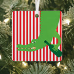 Alligator Wine Ornament<br><div class="desc">This gator is ready to party over the holidays!  It's a perfect gift for a party host,  stocking stuffer or just to hang on your own tree.</div>