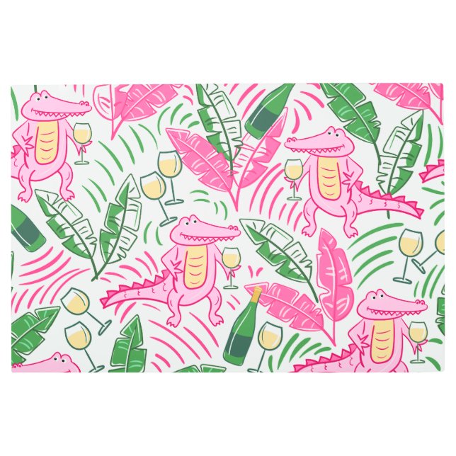 Alligator Wine Pink Green Preppy  Metal Print (Front)