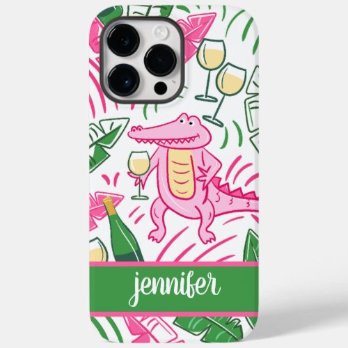 Alligator Wine Pink Green Preppy Personalized Case_Mate iPhone 14 Pro Max Case
