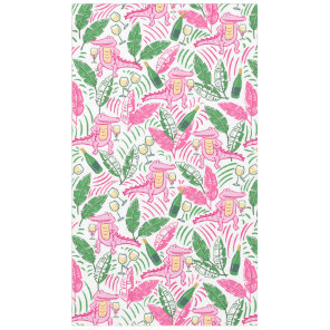 Alligator Wine Pink Green Preppy Tablecloth