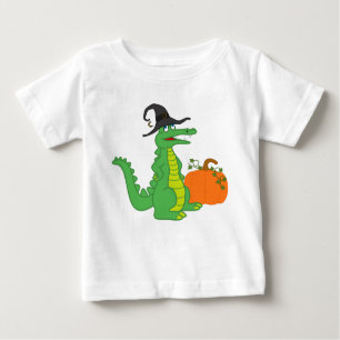 Alligator Witch with Halloween Pumpkin Baby T-Shirt