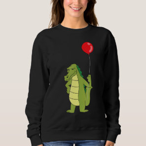 Alligator With Balloon Crocodile Birthday Sweatshirt