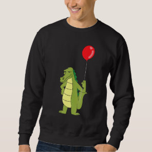 Alligator With Balloon Crocodile Birthday Sweatshirt
