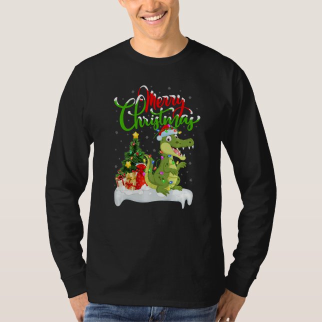 Alligator  Xmas Decorations Santa Alligator Christ T-Shirt (Front)