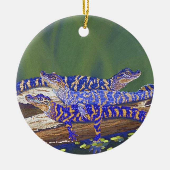 alligators ceramic ornament (Front)
