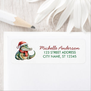Alligators-Crocodiles Christmas Return Address Label