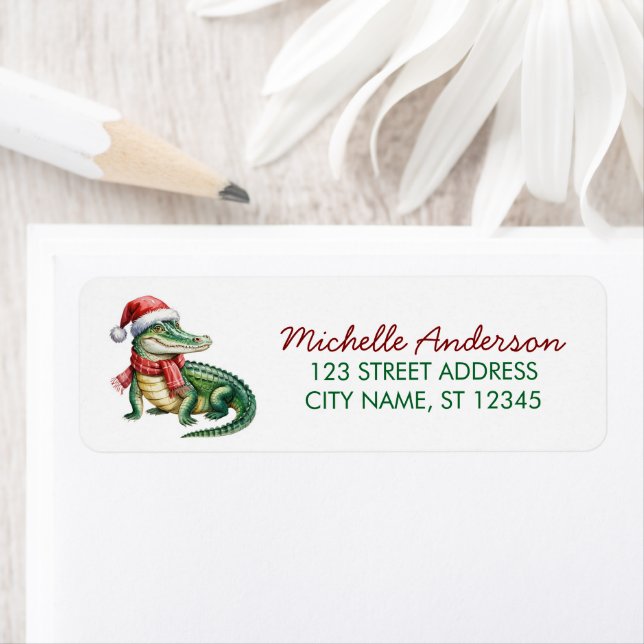 Alligators-Crocodiles Christmas Return Address     Label (Insitu)