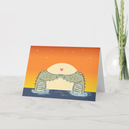 Alligators in Love Valentines Holiday Card