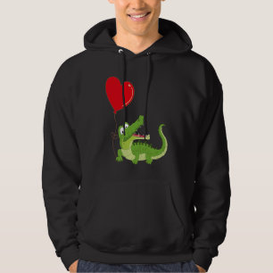 Alligators With Heart Balloon Valentines Day Love  Hoodie